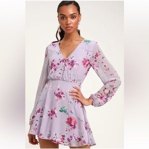 Lulus purple floral print dress